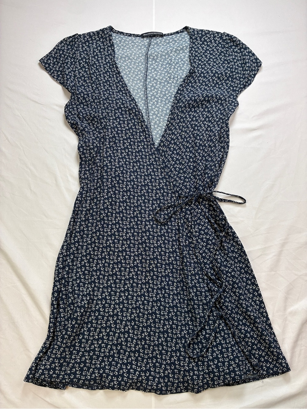 Brandy Melville Navy Floral Wrap Mini Dress